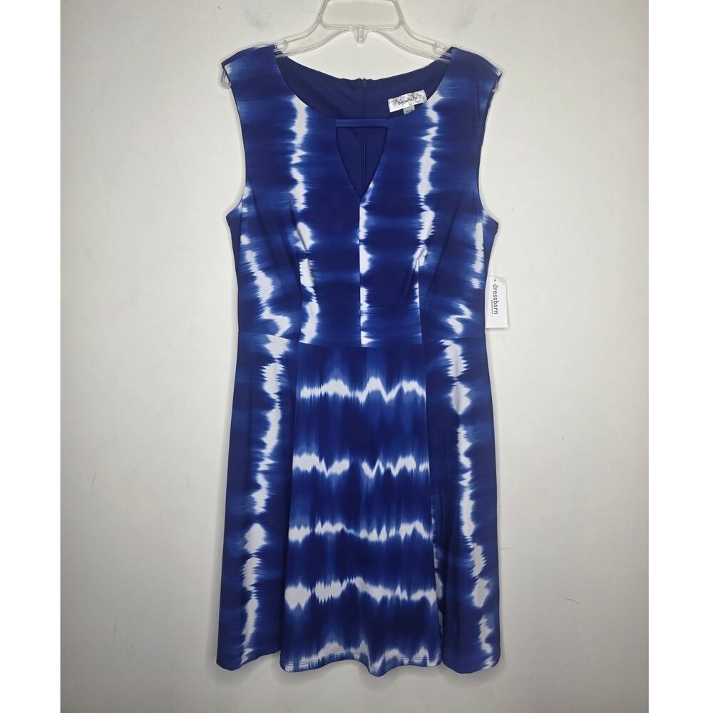 NWT Dress Barn blue white tie dye sleeveless dress - 8P 8 petite
